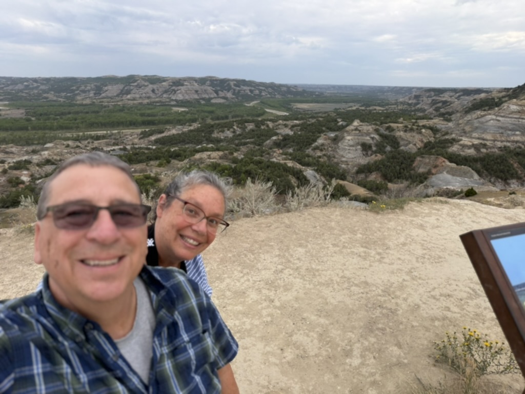 Steve and Colleen at an overlook above the North Dakota badlands